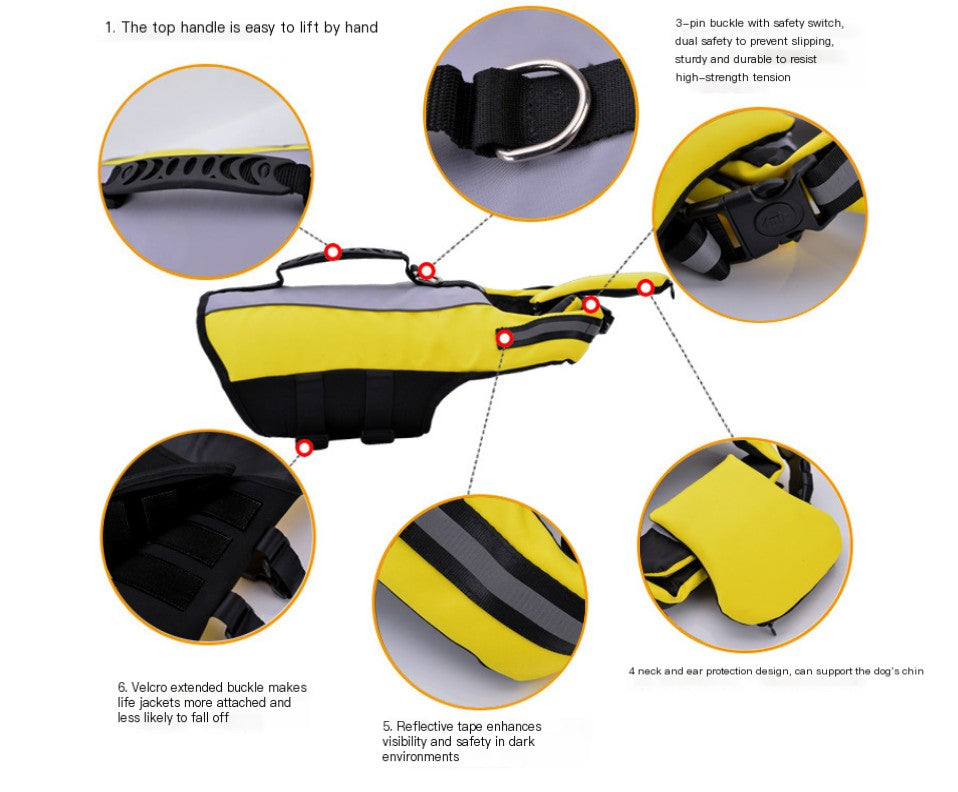 Inflatable Pet Life Jacket for Safe Swimming Dogs